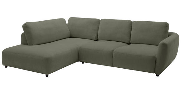ECKSOFA  in Chenille Olivgrün  224/307 cm  - Schwarz/Olivgrün, KONVENTIONELL, Kunststoff/Textil (224/307cm) - Hom`in