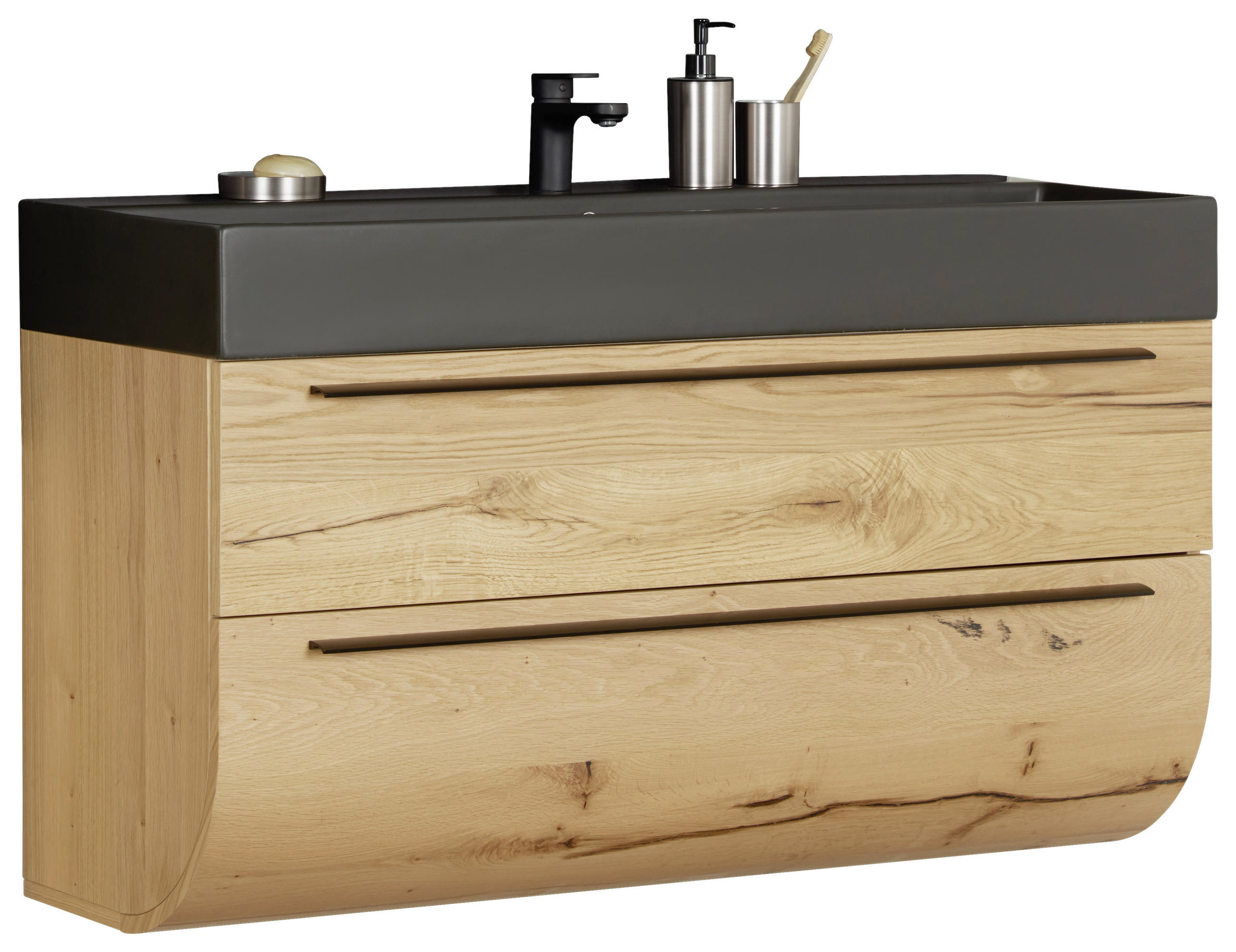 WASCHTISCHKOMBI 121 cm  - Alteiche/Schwarz, MODERN, Holz/Keramik (121cm) - Dieter Knoll