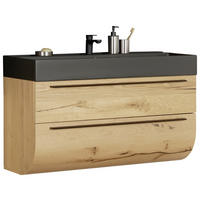 WASCHTISCHKOMBI 121 cm  - Alteiche/Schwarz, MODERN, Holz/Keramik (121cm) - Dieter Knoll