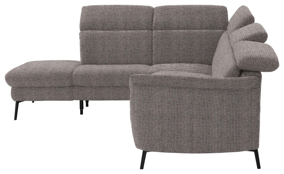 ECKSOFA in Struktur Dunkelgrau  - Dunkelgrau/Schwarz, Modern, Textil/Metall (235/275cm) - Cantus