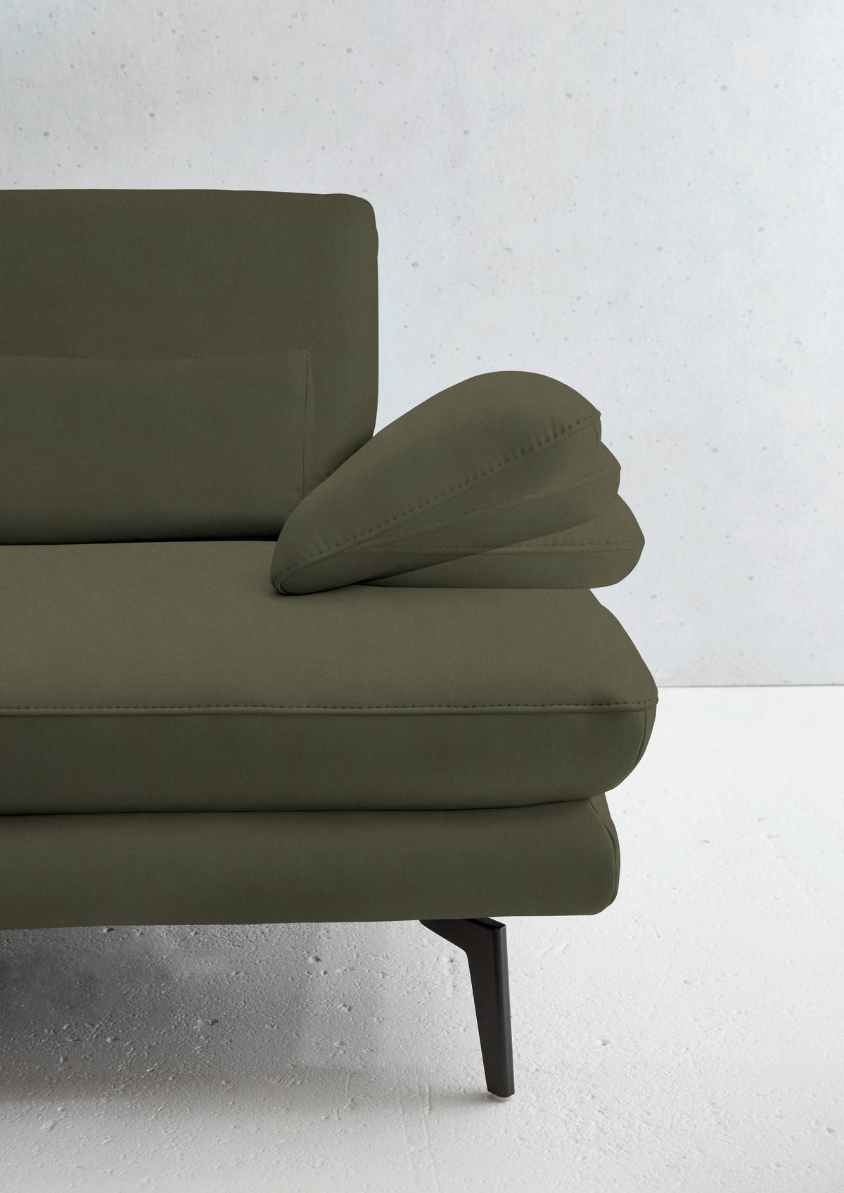 3-SITZER-SOFA in Echtleder Grün  - Schwarz/Grün, Design, Leder/Metall (222/86/104cm) - Dieter Knoll