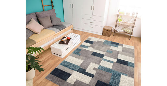 WEBTEPPICH 120/170 cm Astor Grid Grau, Petrol  - Petrol/Grau, KONVENTIONELL, Textil (120/170cm) - Novel