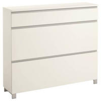 SCHUHSCHRANK Silberfarben, Weiß  - Silberfarben/Weiß, Design, Holzwerkstoff/Metall (120/108/31cm)