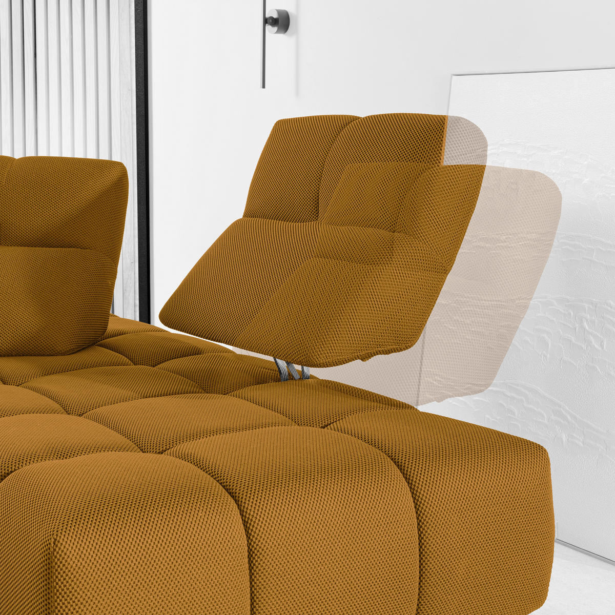ECKSOFA in Struktur Senfgelb  - Senfgelb/Schwarz, Design, Kunststoff/Textil (313/233cm) - Emilio Belluti