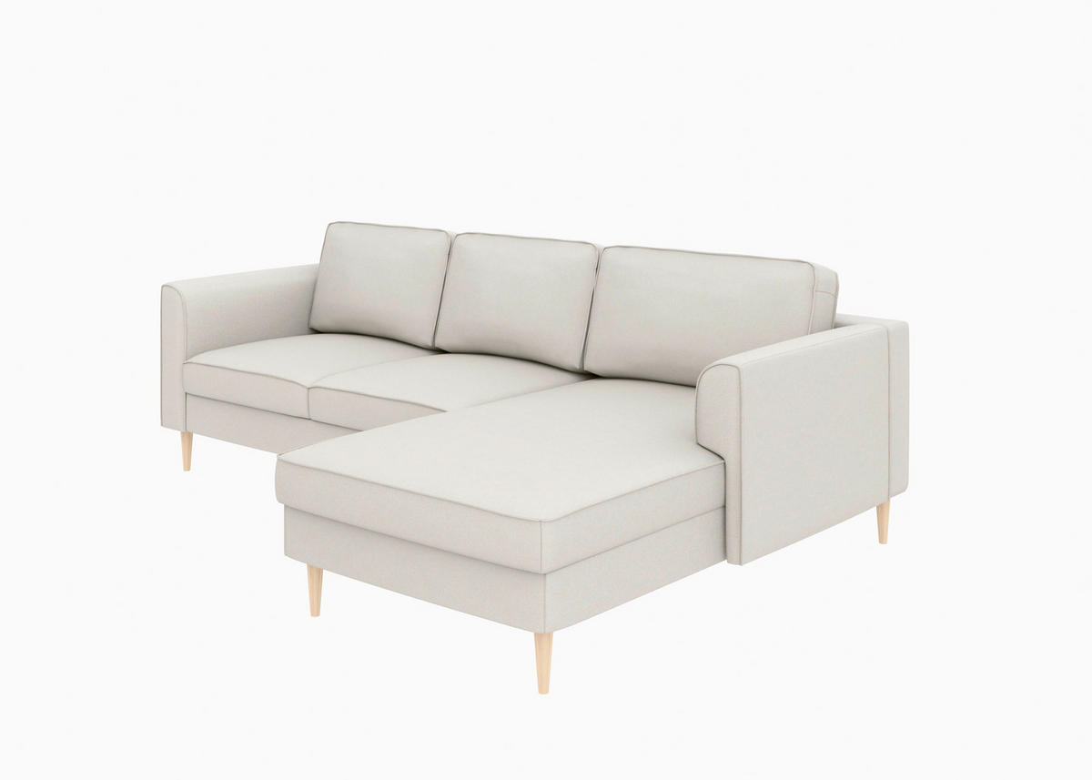 ECKSOFA in Struktur Sandfarben  232/161 cm  - Sandfarben/Buchefarben, MODERN, Holz/Textil (232/161cm) - Trendmanufaktur