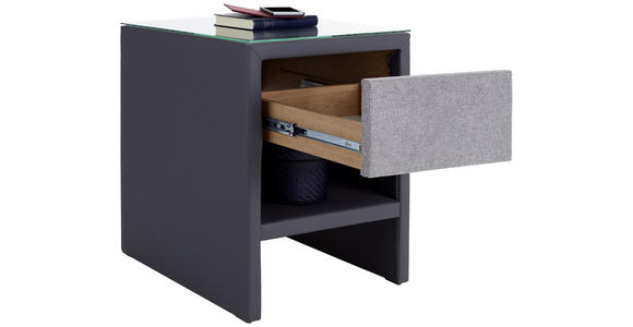 Nachtkästchen Grau H: 60 cm Hampton - Anthrazit/Grau, KONVENTIONELL, Textil (50/60/45cm) - Luca Bessoni