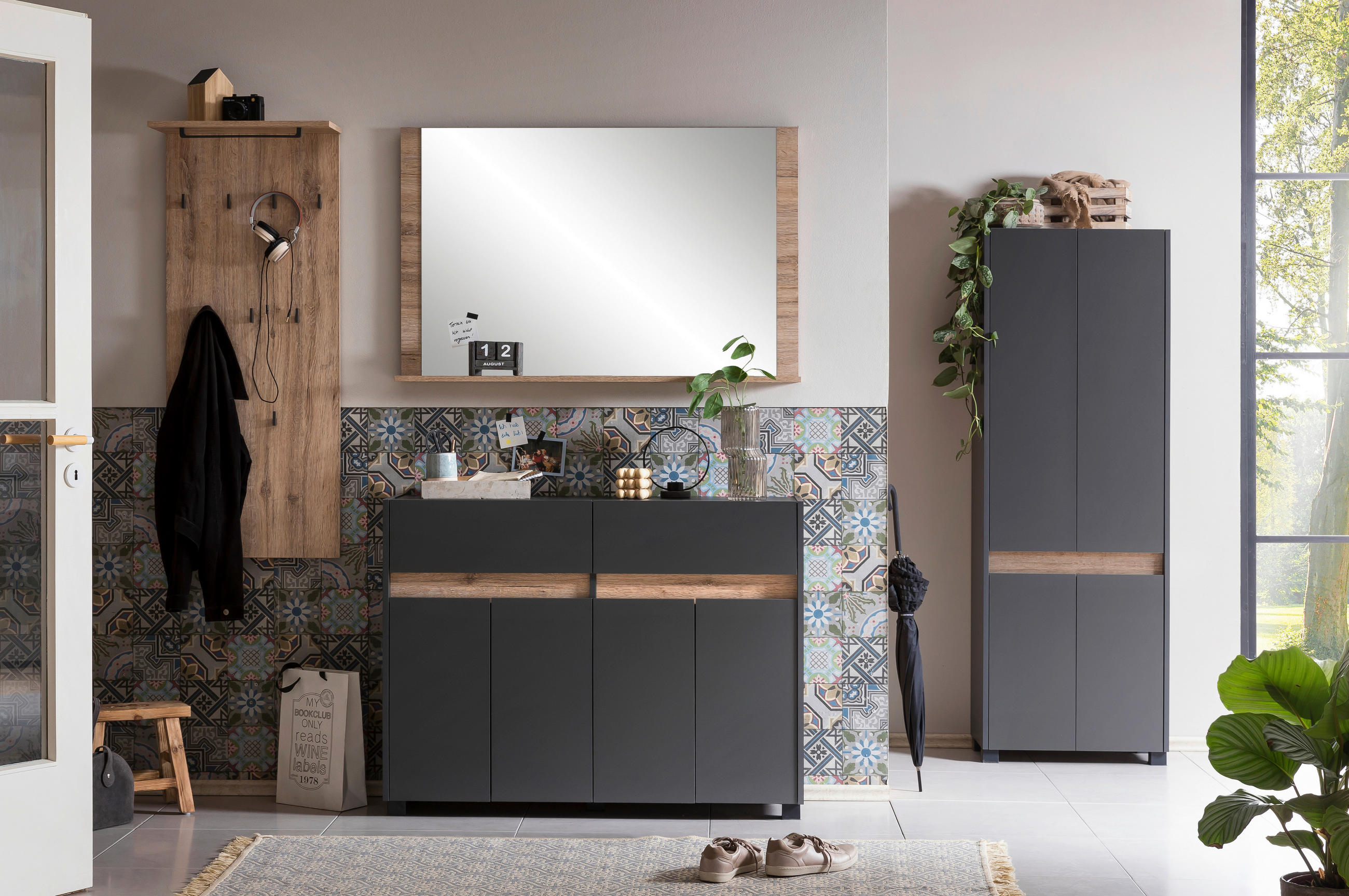 KOMMODE  in 112,2/84,4/33 cm  - Anthrazit/Silberfarben, Design, Holzwerkstoff/Kunststoff (112,2/84,4/33cm) - MID.YOU