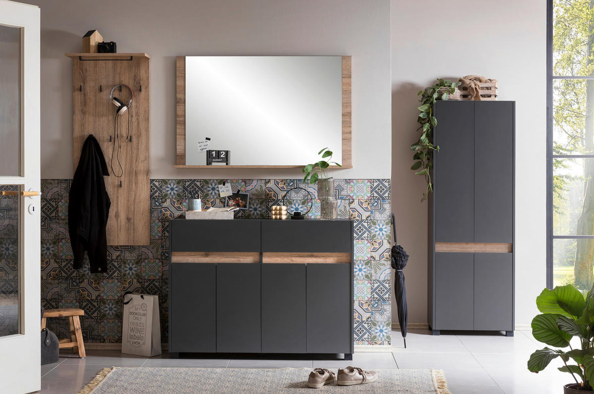 KOMMODE  in 112,2/84,4/33 cm  - Anthrazit/Silberfarben, Design, Holzwerkstoff/Kunststoff (112,2/84,4/33cm) - MID.YOU
