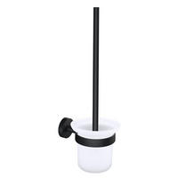 WC-BÜRSTENGARNITUR - Schwarz/Weiß, Basics, Glas/Kunststoff (11,2/37,9/14,5cm) - Tesa