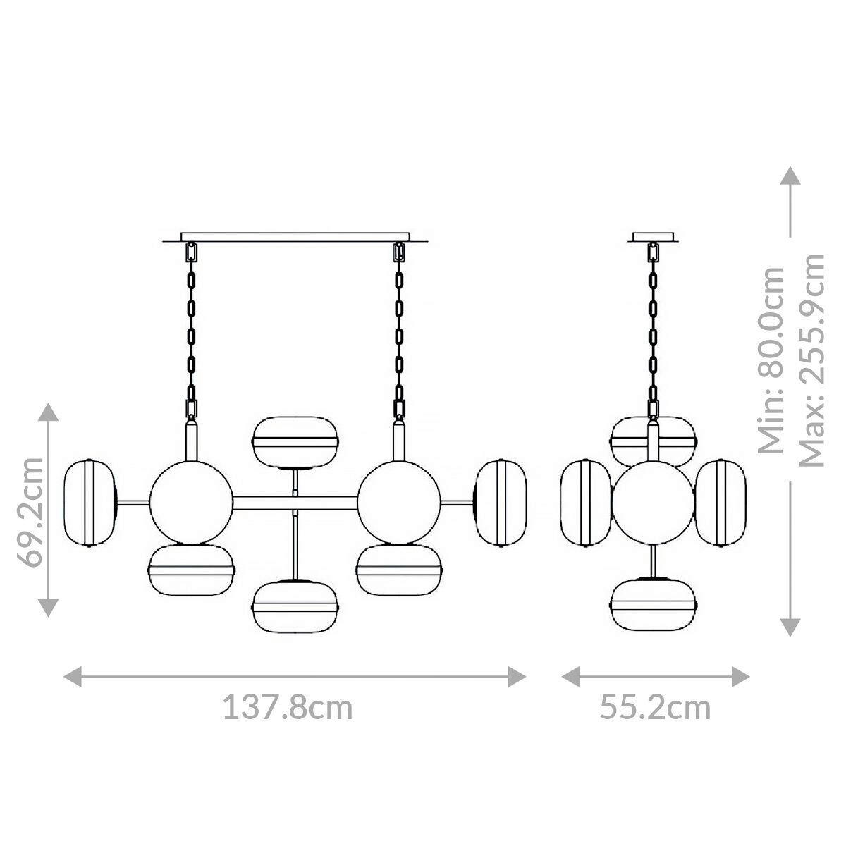PENDELLEUCHTE Eurofase 80/137,8/55,2 cm   - Messingfarben, KONVENTIONELL, Glas/Metall (80/137,8/55,2cm) - Elastica