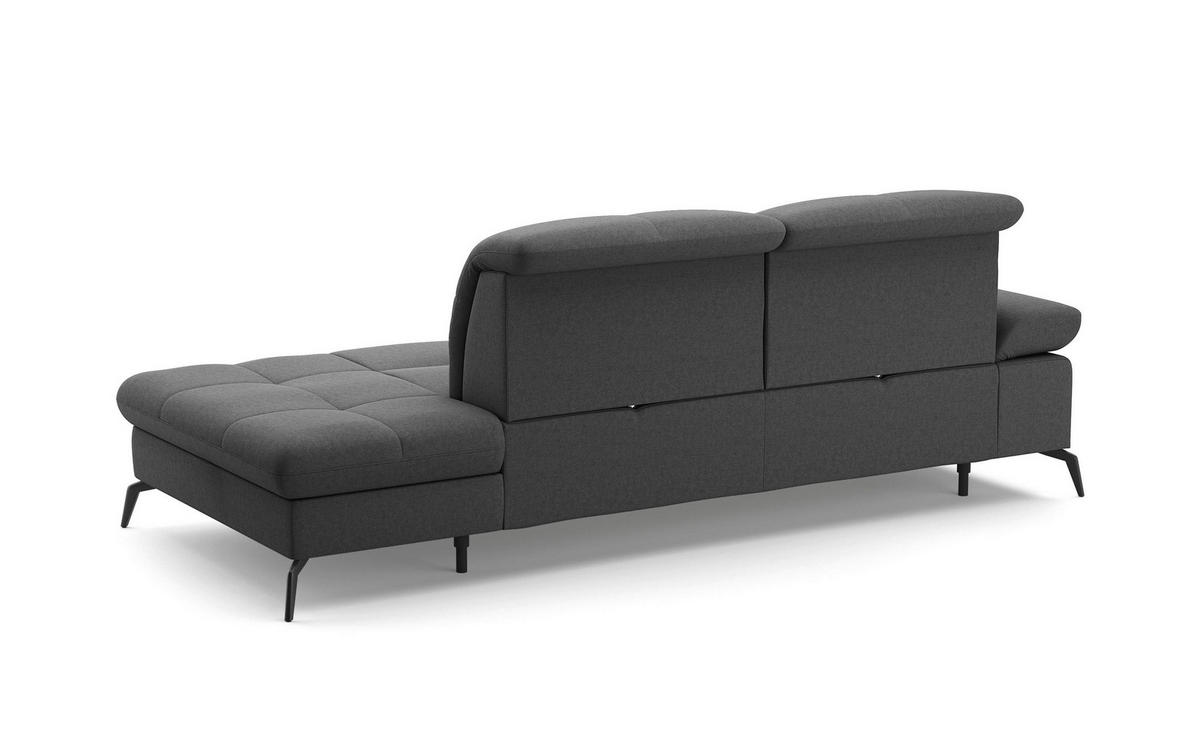 RÉCAMIERE in Flachgewebe Dunkelgrau  - Dunkelgrau/Schwarz, Konventionell, Textil/Metall (231/90/122cm) - Sit & More