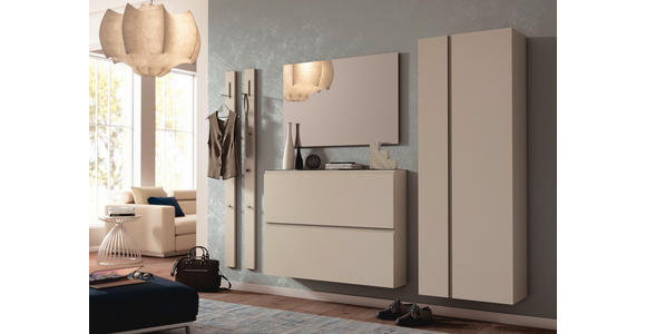 SCHUHKIPPER - Taupe, Design, Glas/Holzwerkstoff (160/81/22cm) - Moderano