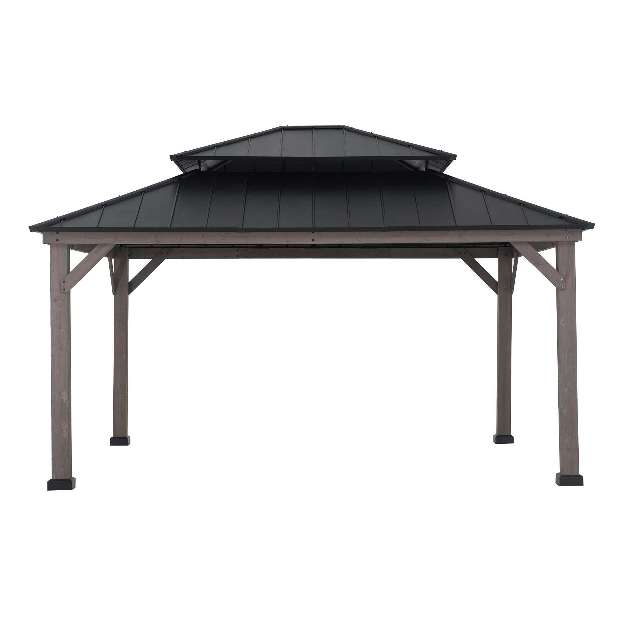 PAVILLON 450/320/390 cm  - Schwarz/Grau, Basics, Holz/Metall (450/320/390cm) - Modante