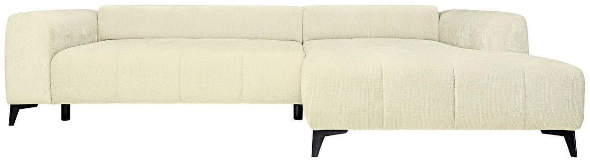 HÖRNSOFFA i chenille cremefärgad  - svart/cremefärgad, Klassisk, textil/plast (279/222cm) - MID.YOU