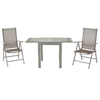 GARTENSET 3-teilig Aluminium  - Silberfarben/Braun, MODERN, Kunststoff/Metall - Gardenson