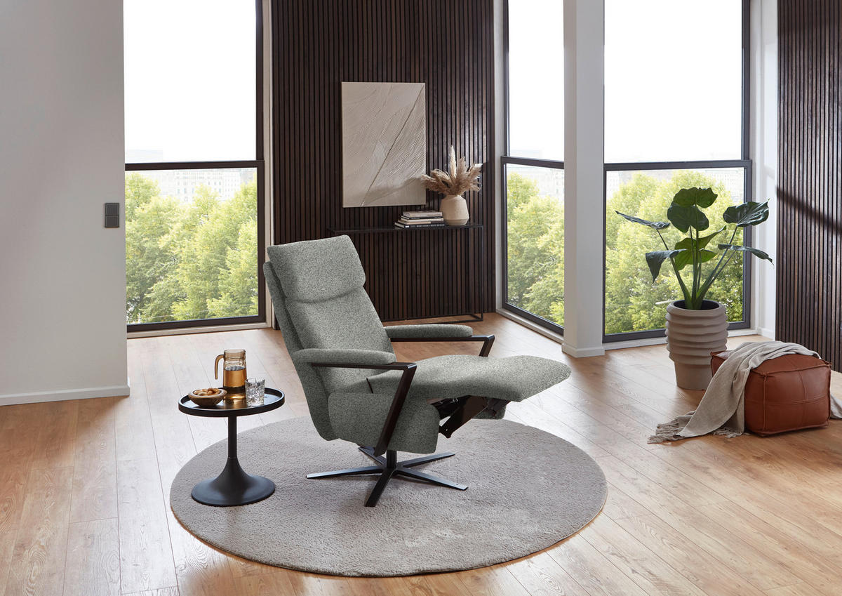 RELAXSESSEL in Textil Grau  - Schwarz/Grau, Design, Textil/Metall (68/117/85cm) - Cantus