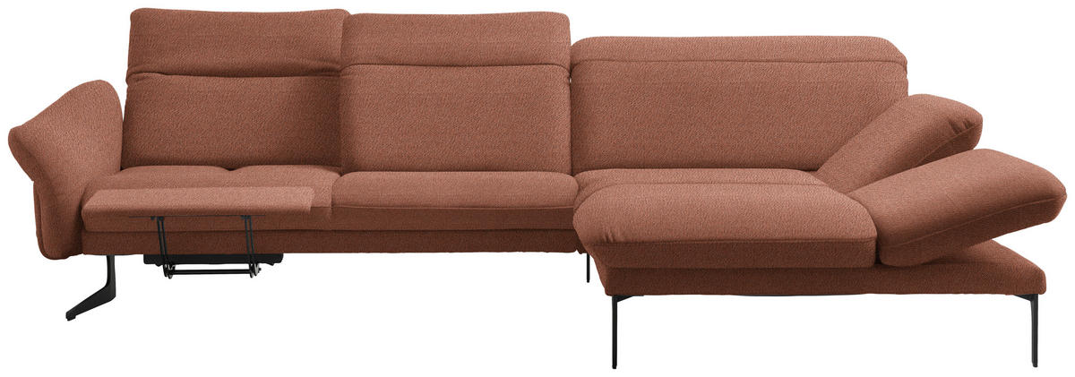 ECKSOFA in Webstoff Terracotta  - Anthrazit/Terracotta, Design, Textil/Metall (299/203cm) - Himolla