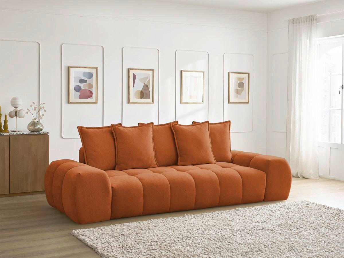 SCHLAFSOFA EVEREST  mit Rücken echt, Armteil links, Armteil rechts Struktur Orange  - Schwarz/Orange, MODERN, Kunststoff/Textil (278/115/90cm)