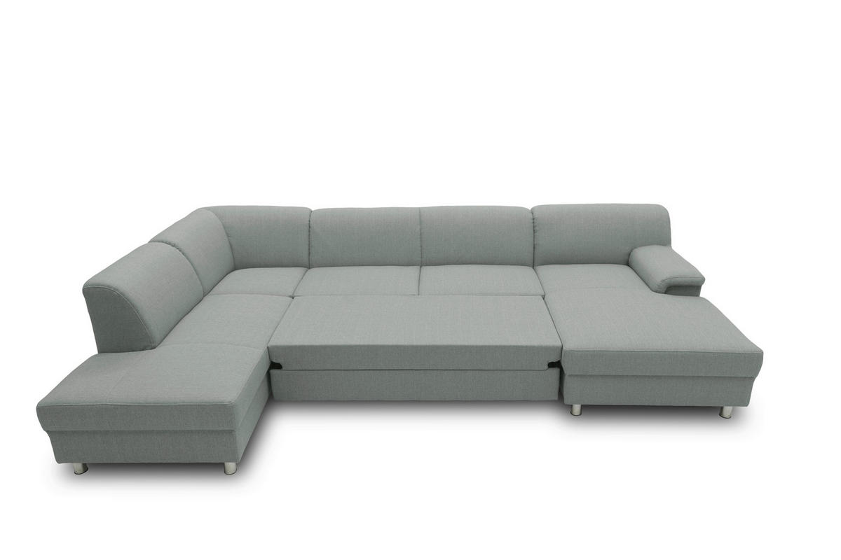 WOHNLANDSCHAFT Silberfarben Webstoff  - Chromfarben/Silberfarben, KONVENTIONELL, Textil/Metall (195/308/150cm) - MID.YOU