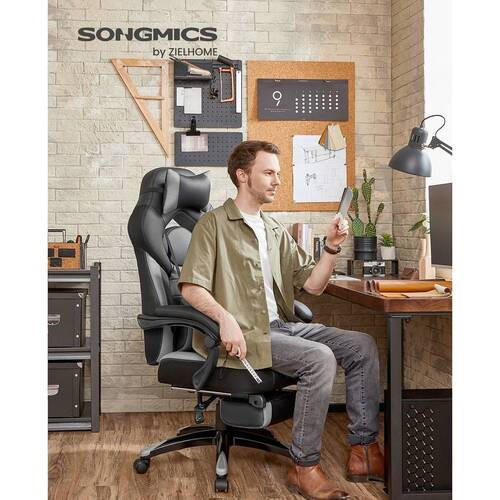 GAMINGSTUHL Grau, Schwarz Textil   - Schwarz/Grau, Basics, Kunststoff/Textil (70/128/64cm) - Boxxx