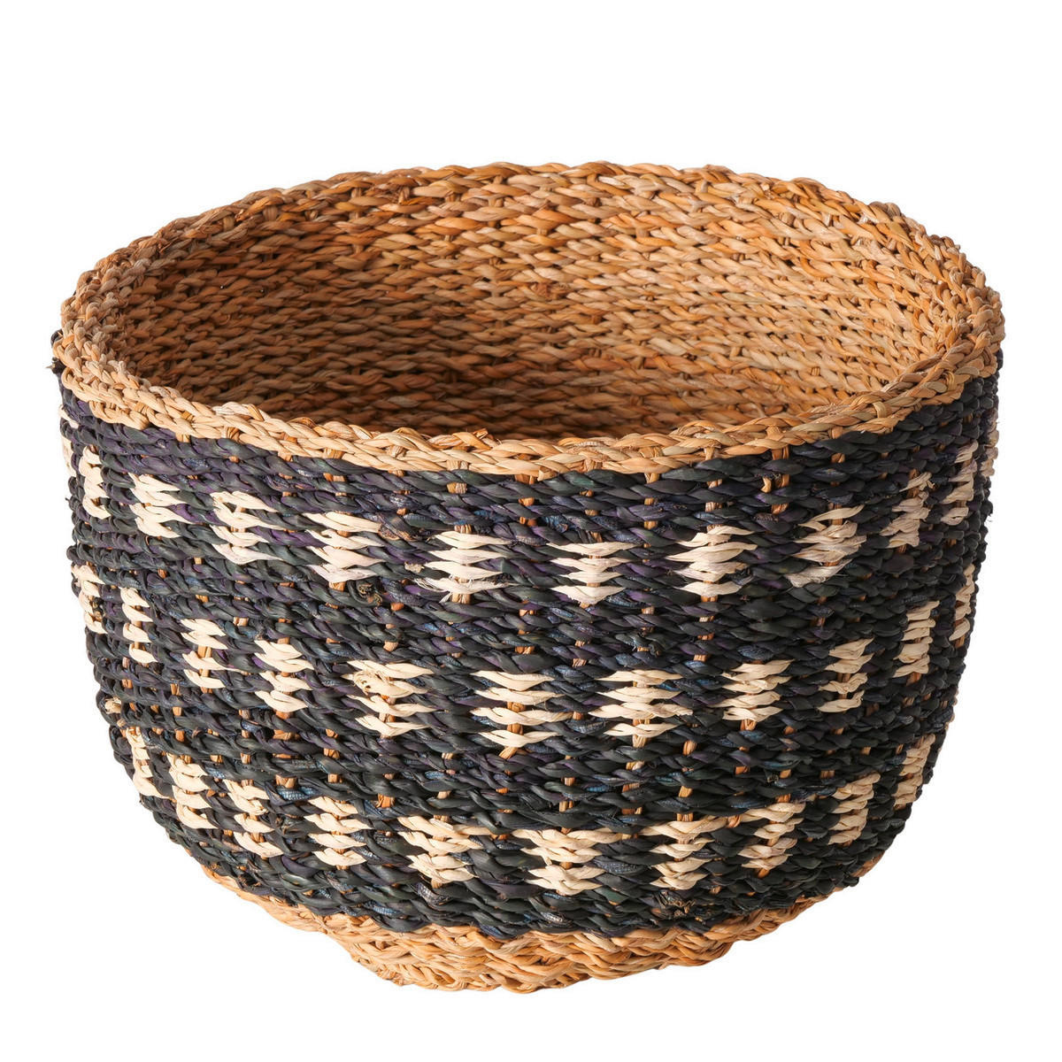 KOŠ přírodní barvy, černá - černá/přírodní barvy, Basics, přírodní materiály (34/34/25cm)