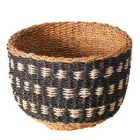 KOŠÍK prírodná farba, čierna - čierna/prírodná farba, Basics, prírodné materiály (34/34/25cm)