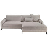 ECKSOFA in Flachgewebe Hellgrau  - Hellgrau/Schwarz, Design, Textil/Metall (272/190cm) - Lomoco