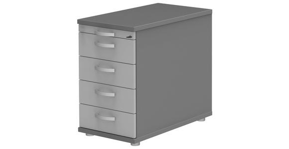 ANSTELLCONTAINER Anthrazit, Alufarben, Hellgrau - Anthrazit/Hellgrau, KONVENTIONELL, Holzwerkstoff/Metall (43/72-80/80cm) - Moderano