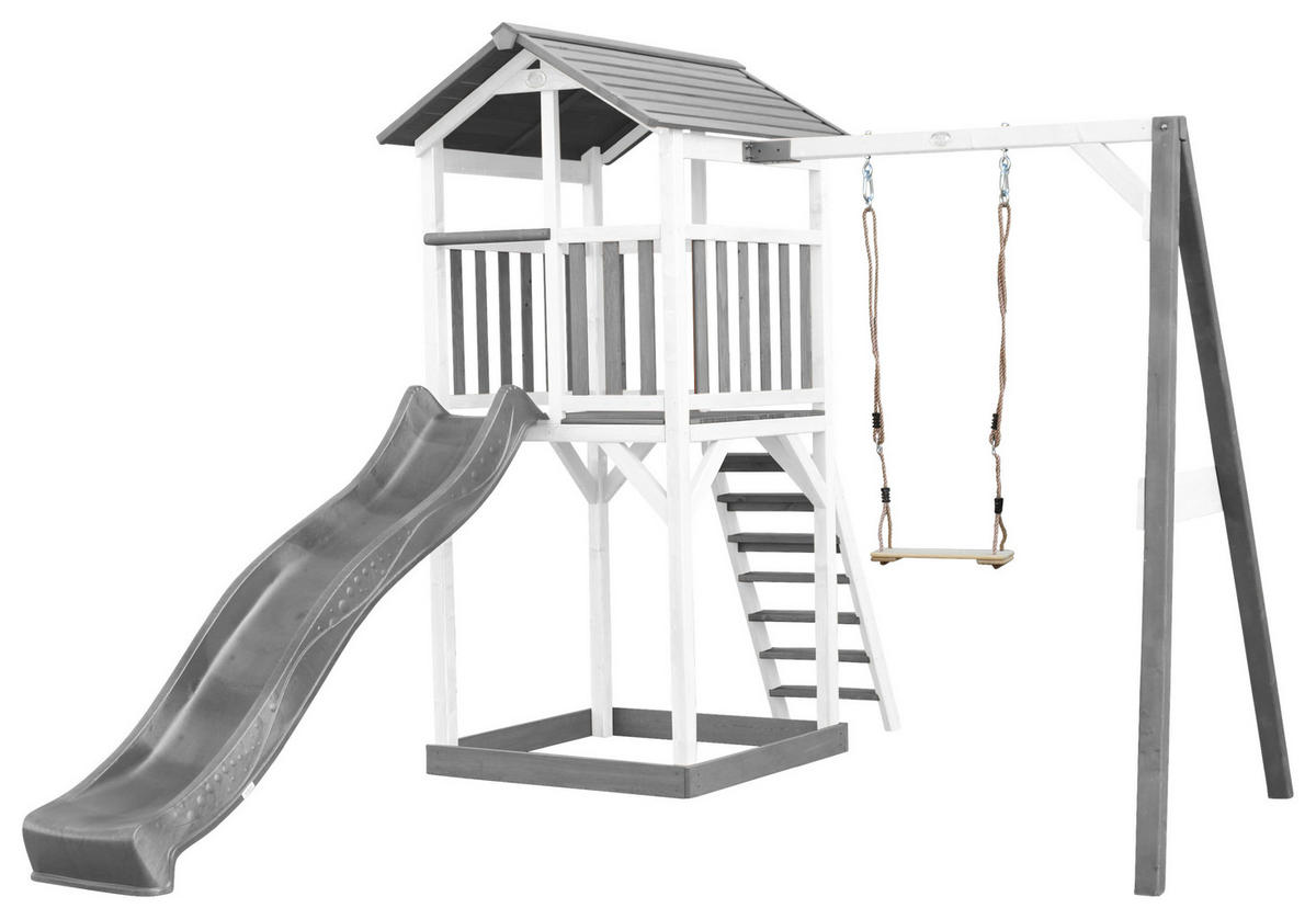 SPIELTURM 283,6/241,9/349 cm  - Weiß/Grau, KONVENTIONELL, Holz/Kunststoff (283,6/241,9/349cm) - Ambia Garden