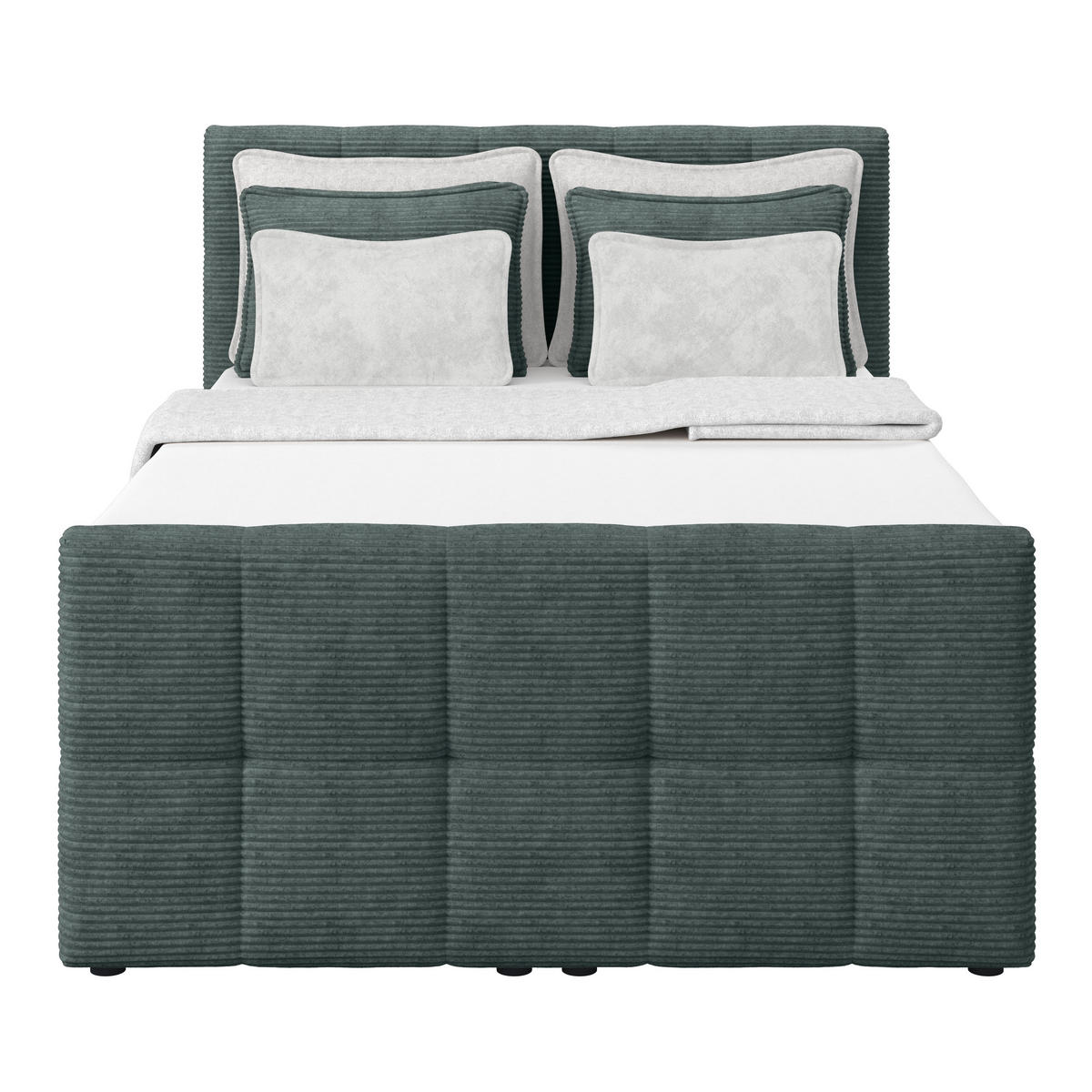 BOXSPRINGBETT 140/200 cm,  in Blaugrau, gepolstertes Kopfteil, Bettkasten, Topper, Matratzen, H3 + H3 = fest  - Silberfarben/Blaugrau, KONVENTIONELL, Holz/Holzwerkstoff (140/200cm)