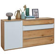SIDEBOARD Weiß, Eichefarben  183/91/43 cm  - Eichefarben/Silberfarben, Design, Glas/Holz (183/91/43cm) - Waldwelt