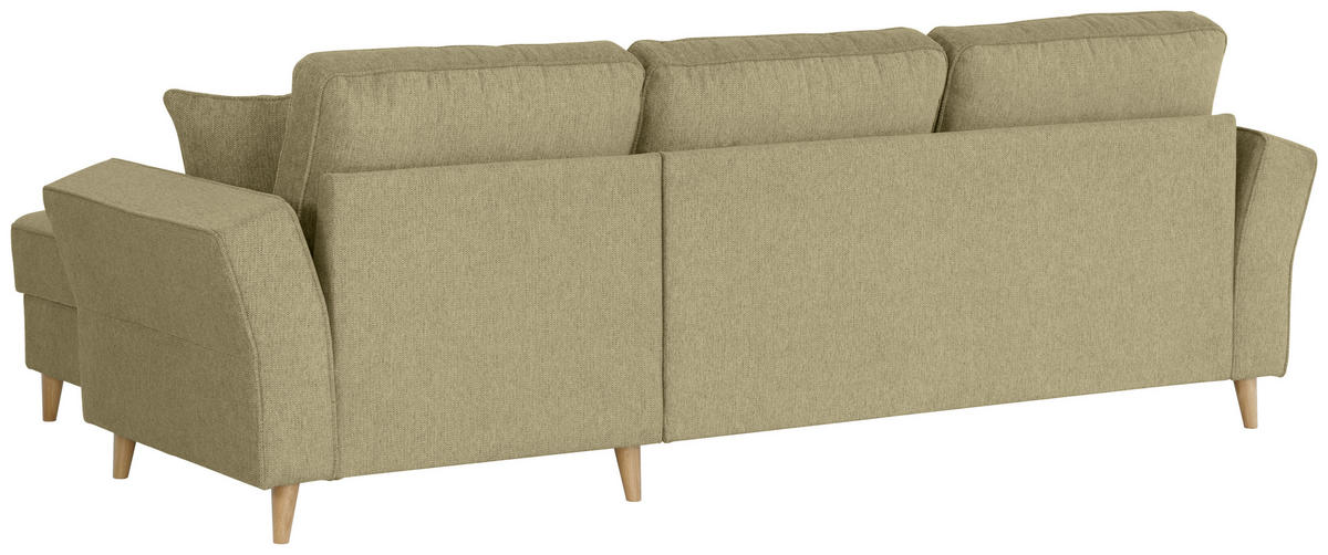 ECKSOFA in Flachgewebe Grün  - Eichefarben/Grün, Konventionell, Holz/Textil (265/159cm) - Carryhome