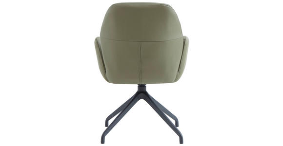 ARMLEHNSTUHL  Sitzfläche 360° drehbar, automatische Rückholfunktion  Echtleder  - Schwarz/Hellgrün, Design, Leder/Metall (62/89/63cm) - Dieter Knoll