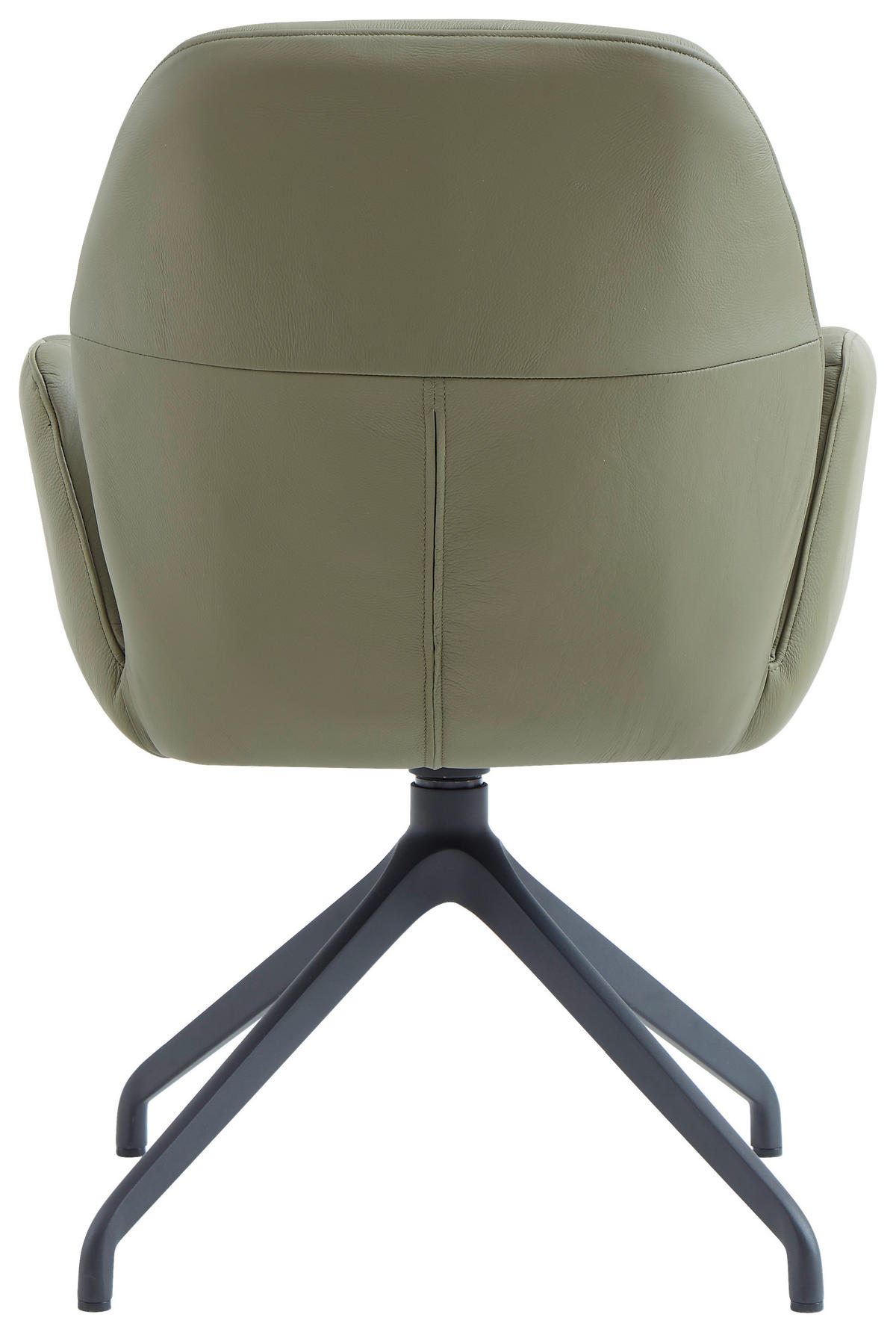 ARMLEHNSTUHL  Sitzfläche 360° drehbar, automatische Rückholfunktion  Echtleder  - Schwarz/Hellgrün, Design, Leder/Metall (62/89/63cm) - Dieter Knoll