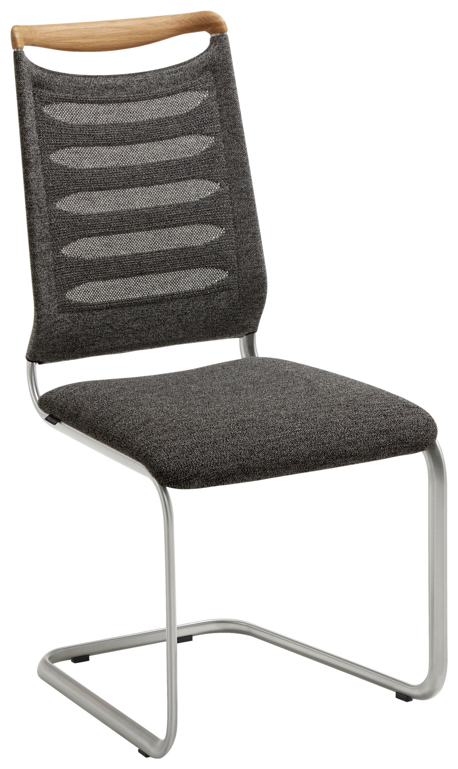 SCHWINGSTUHL  in Stahl Textilgeflecht, Webstoff  - Edelstahlfarben/Grau, Design, Holz/Textil (49/101/61cm) - Venjakob