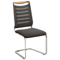 SCHWINGSTUHL  in Stahl Textilgeflecht, Webstoff  - Edelstahlfarben/Grau, Design, Holz/Textil (49/101/61cm) - Venjakob