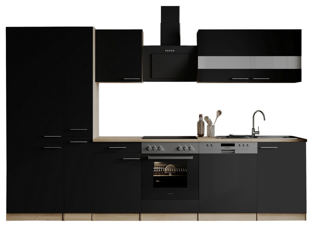 MODULKÖK 310 cm   i svart  - stålfärgad/svart, Basics, metall/trämaterial (310cm) - Respekta