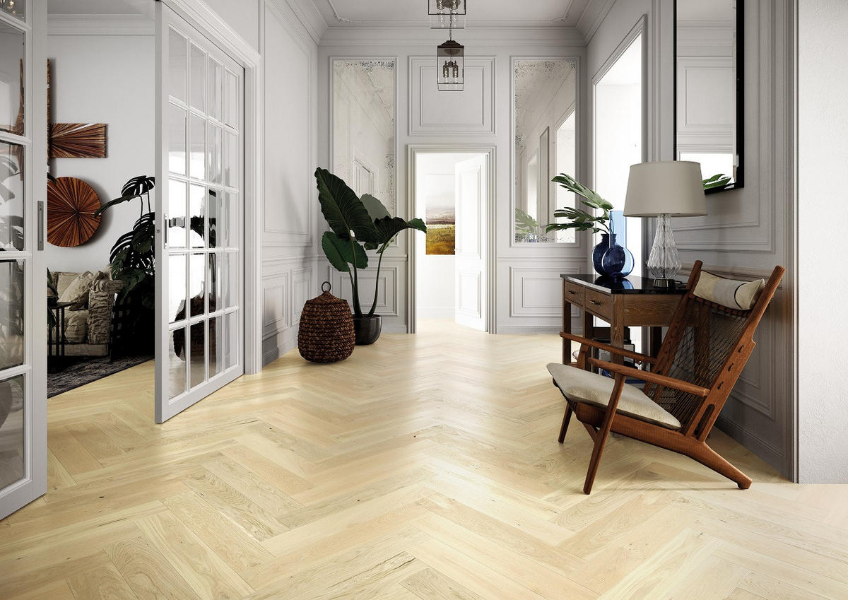 FISCHGRÄT Eiche Bianco  per  m² - Eichefarben, Design, Holz (72,5/13/1,4cm) - Ambiente