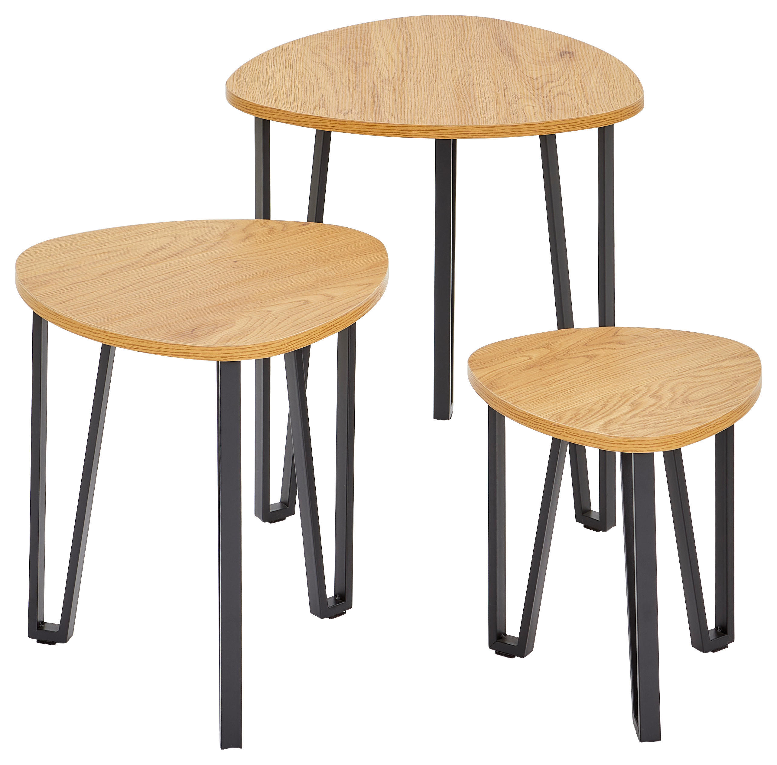 SET MIZIC, črna, barve hrasta  - črna/barve hrasta, Design, kovina/leseni material - P & B