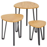 SET MIZIC, črna, barve hrasta  - črna/barve hrasta, Design, kovina/leseni material - P & B