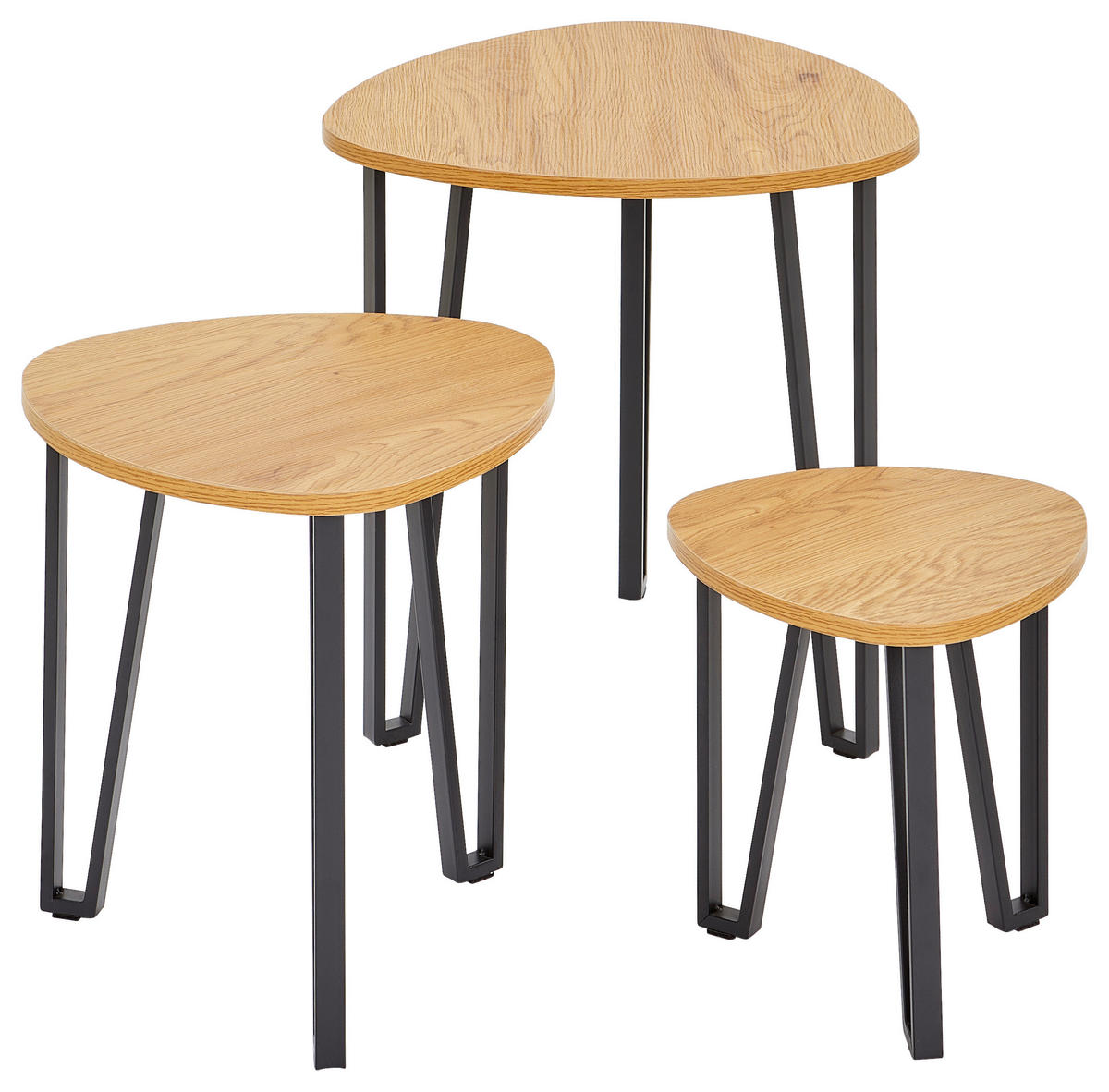 SET MIZIC, črna, barve hrasta  - črna/barve hrasta, Design, kovina/leseni material - P & B