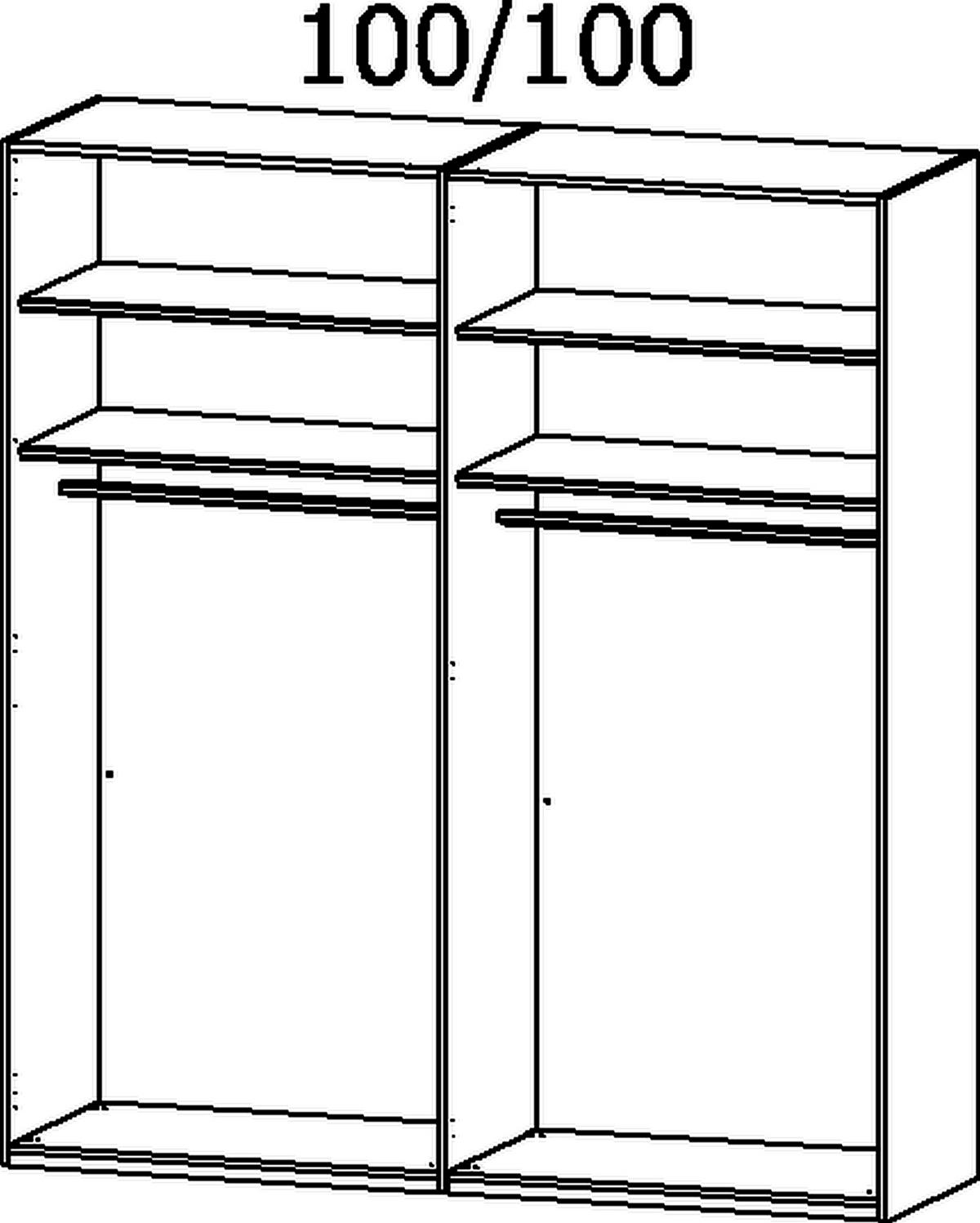 DREHTÜRENSCHRANK 201/223/61 cm 4-türig Grau, Champagner  - Champagner/Graphitfarben, Trend, Glas/Holzwerkstoff (201/223/61cm) - Novel