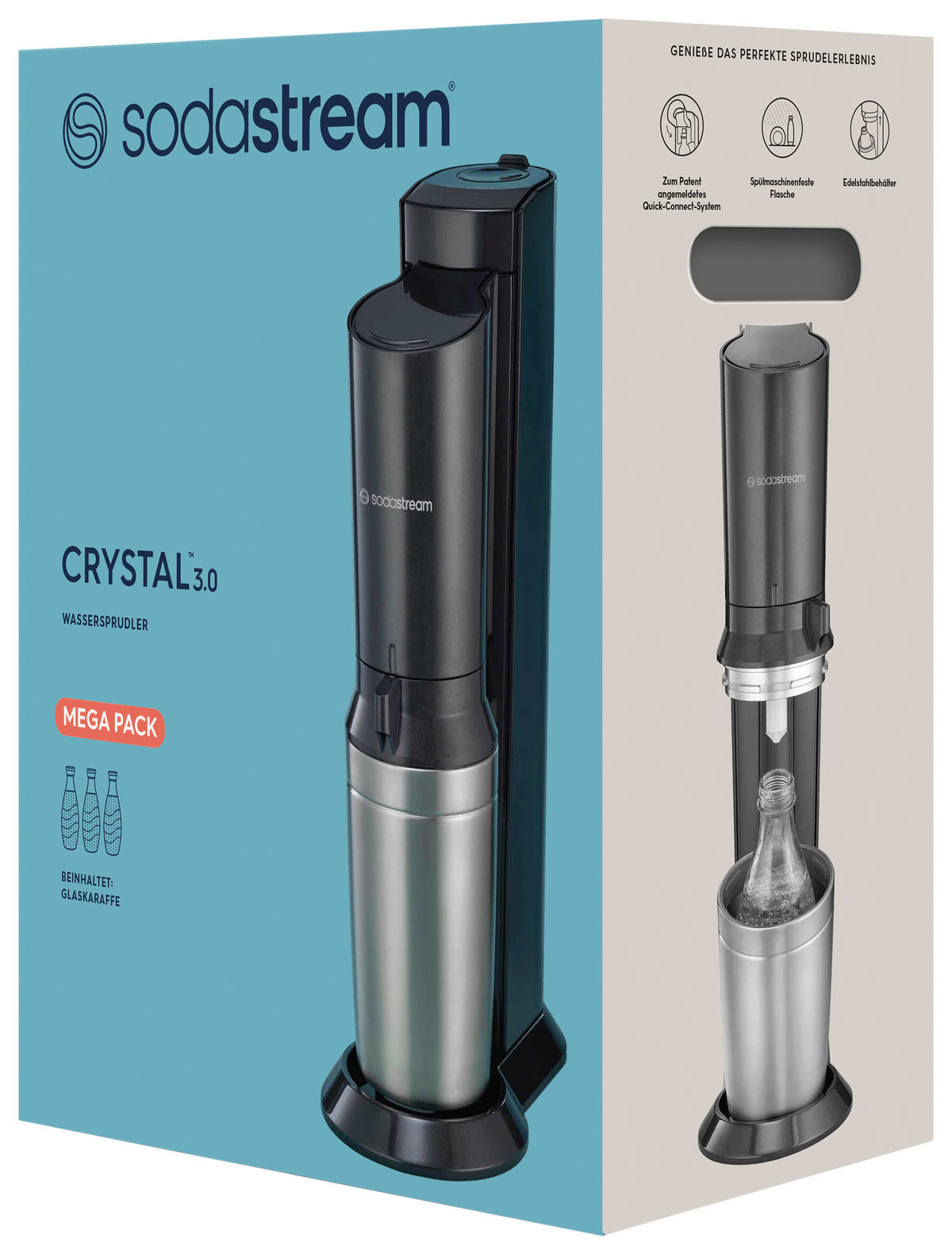 WASSERSPRUDLER Crystal inkl. 3 Flaschen  - Basics (29/45/20cm) - SodaStream