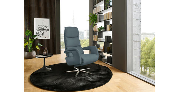 RELAXSESSEL in Leder Blaugrau  - Edelstahlfarben/Blaugrau, Design, Leder/Metall (76/119/86cm) - Dieter Knoll