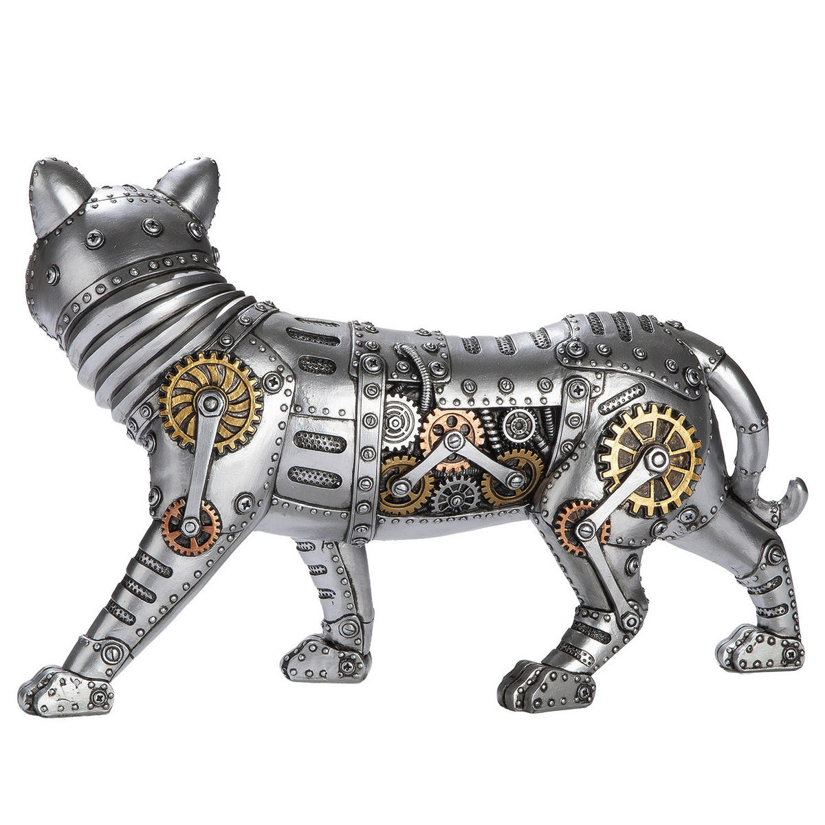 DEKOKATZE - Silberfarben/Schwarz, Basics, Kunststoff (35/23/11cm)