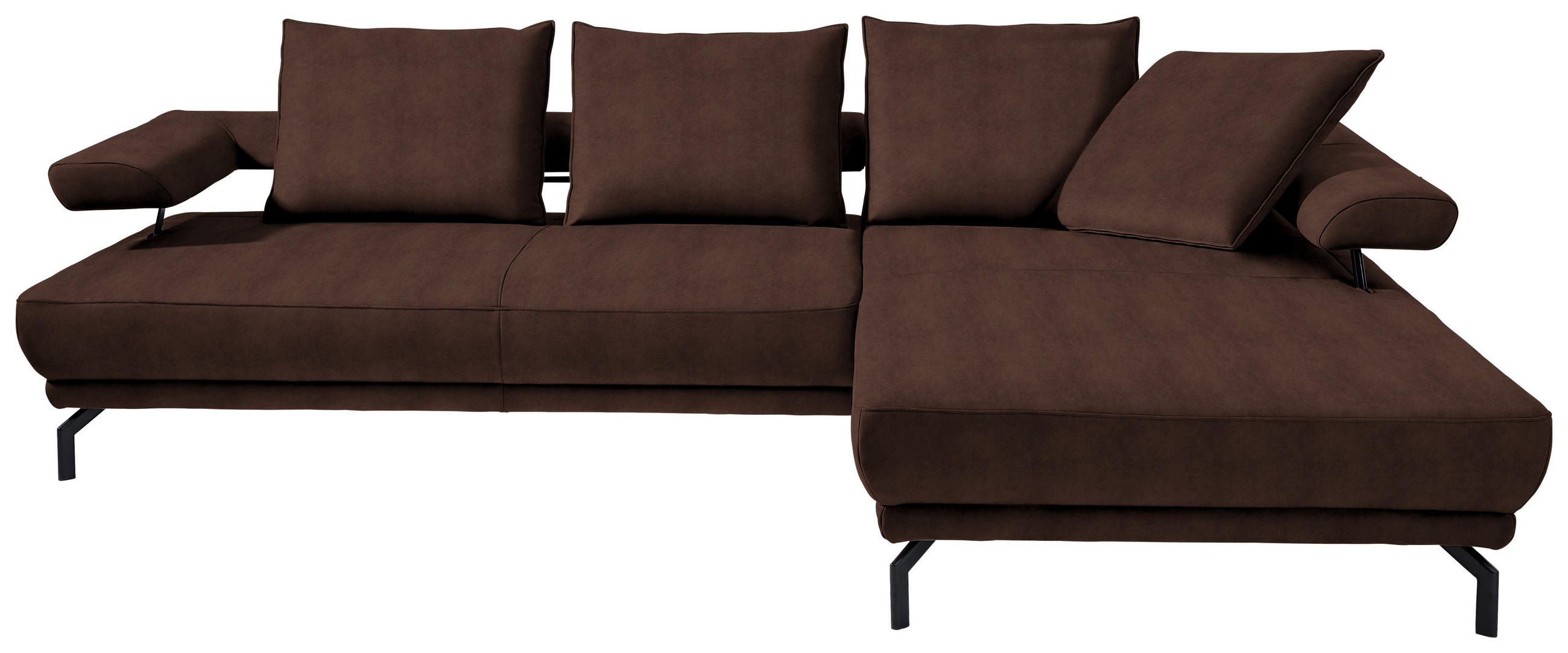 ECKSOFA in Mikrofaser Braun  - Schwarz/Braun, Design, Textil/Metall (305/224cm) - Dieter Knoll