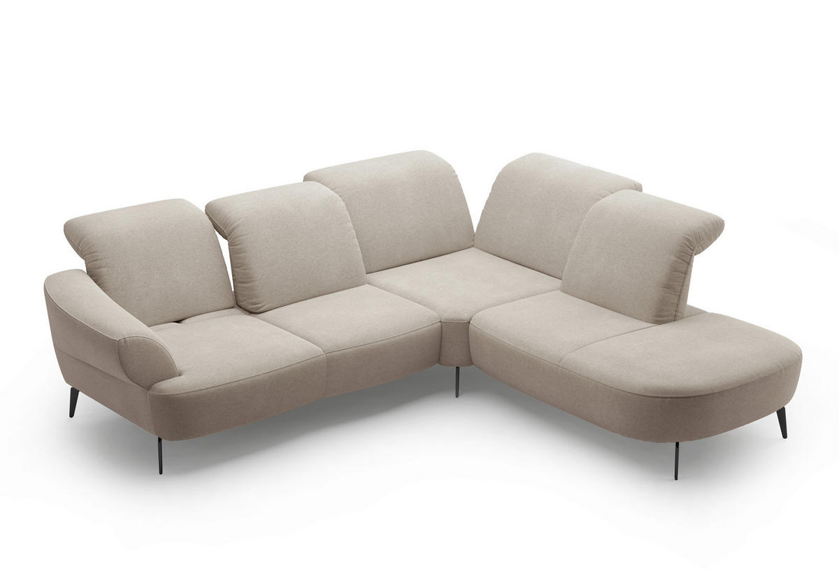 ECKSOFA in Mikrofaser Beige  - Beige/Schwarz, Modern, Textil/Metall (302/270cm) - Sit & More