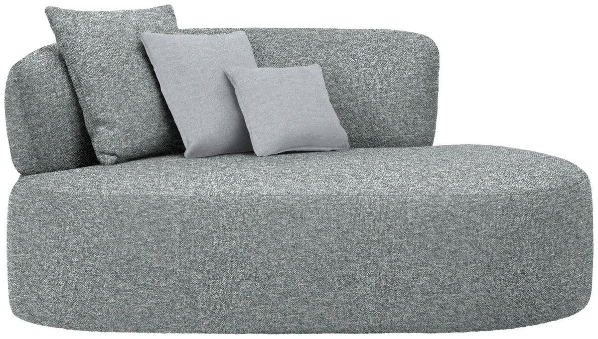 RÉCAMIERE in Flachgewebe Hellgrau, Grau, Grün  - Hellgrau/Schwarz, MODERN, Kunststoff/Textil (166/86/105cm) - Hom`in