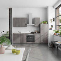 KÜCHENBLOCK Riva 270 cm  in Schieferfarben  - Schieferfarben/Edelstahlfarben, MODERN, Holzwerkstoff/Metall (270cm) - Nobilia