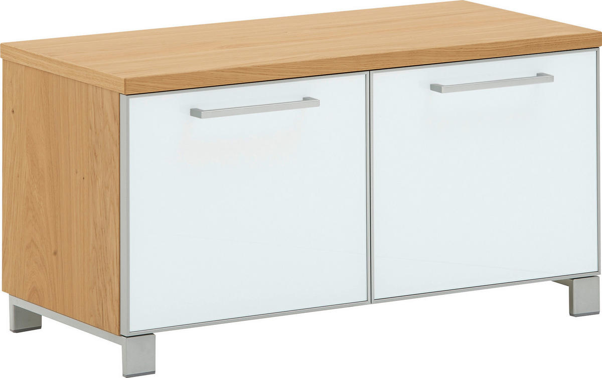 GARDEROBENBANK 84/45/40 cm  - Chromfarben/Weiss, Design, Glas/Holz (84/45/40cm) - Novel
